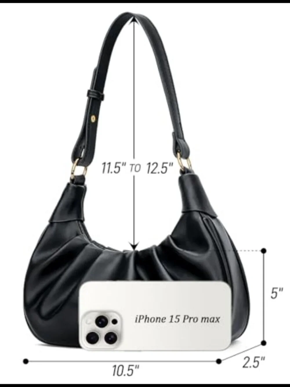 Ruched Crescent Shoulder Bag Mini Hobo Underarm Purse for Women
